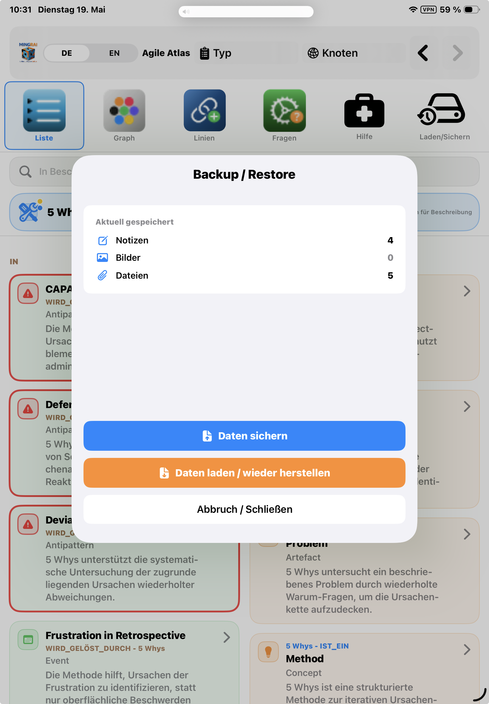 Backup and restore of attachments