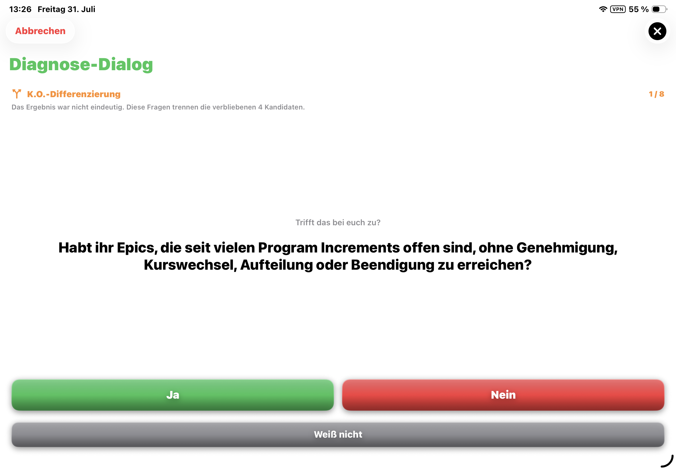 Diffenzierungsfragen und Beobachtungen ergänzen