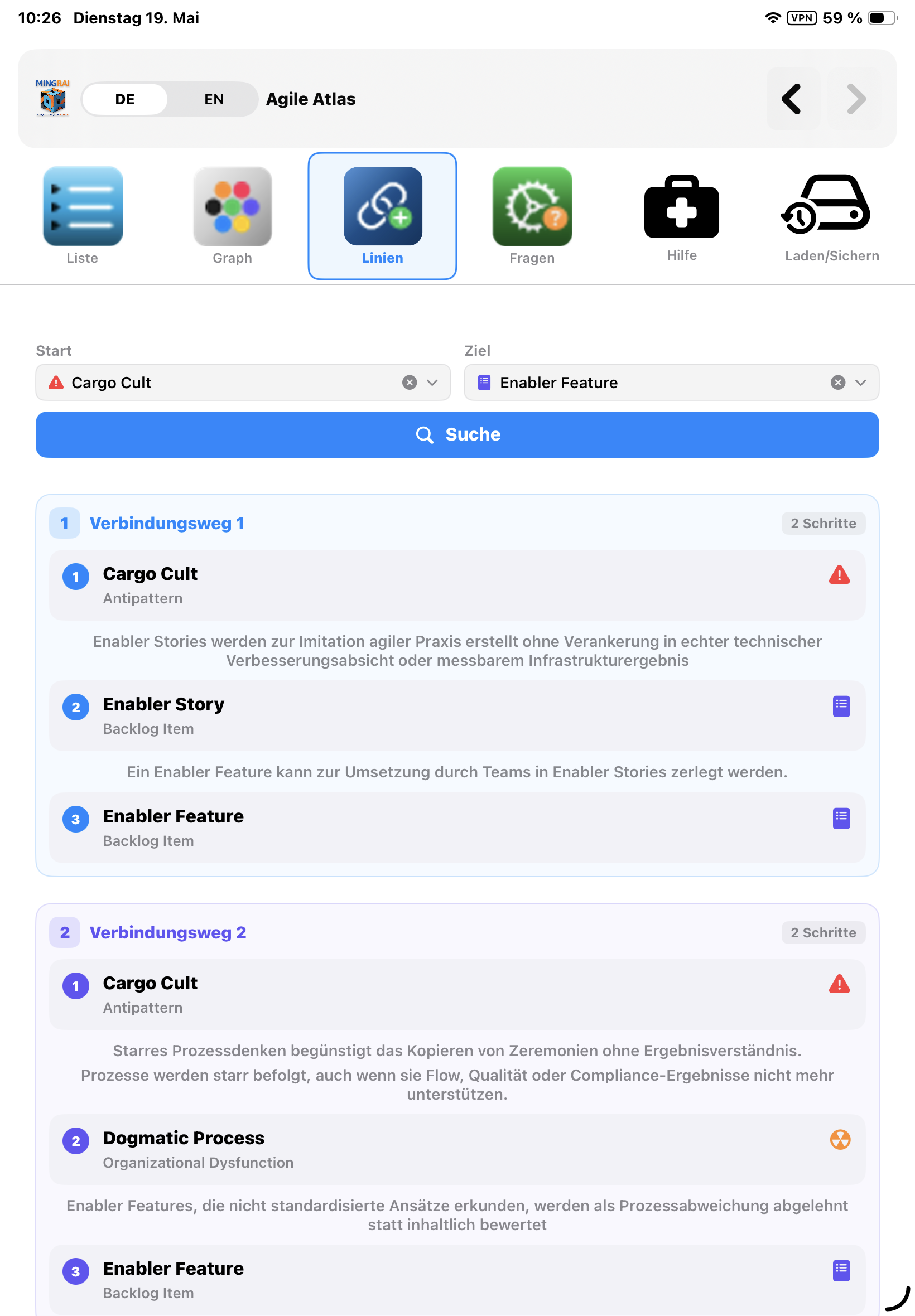 Path navigation results